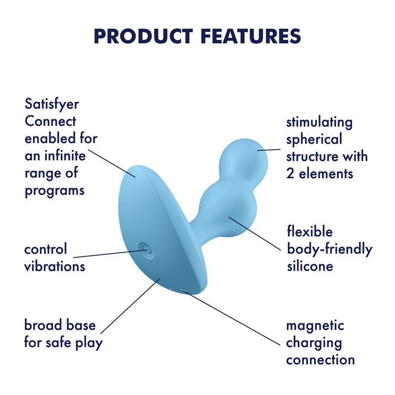 Satisfyer - deep diver - app controlled prostate massager - blue-Product bottom view, with specifications  | Flirtybay.com.au